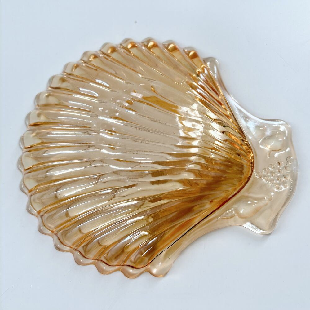 Vintage Marigold Carnival Glass Shell Trinket Soap Dish - Picture 4 of 5